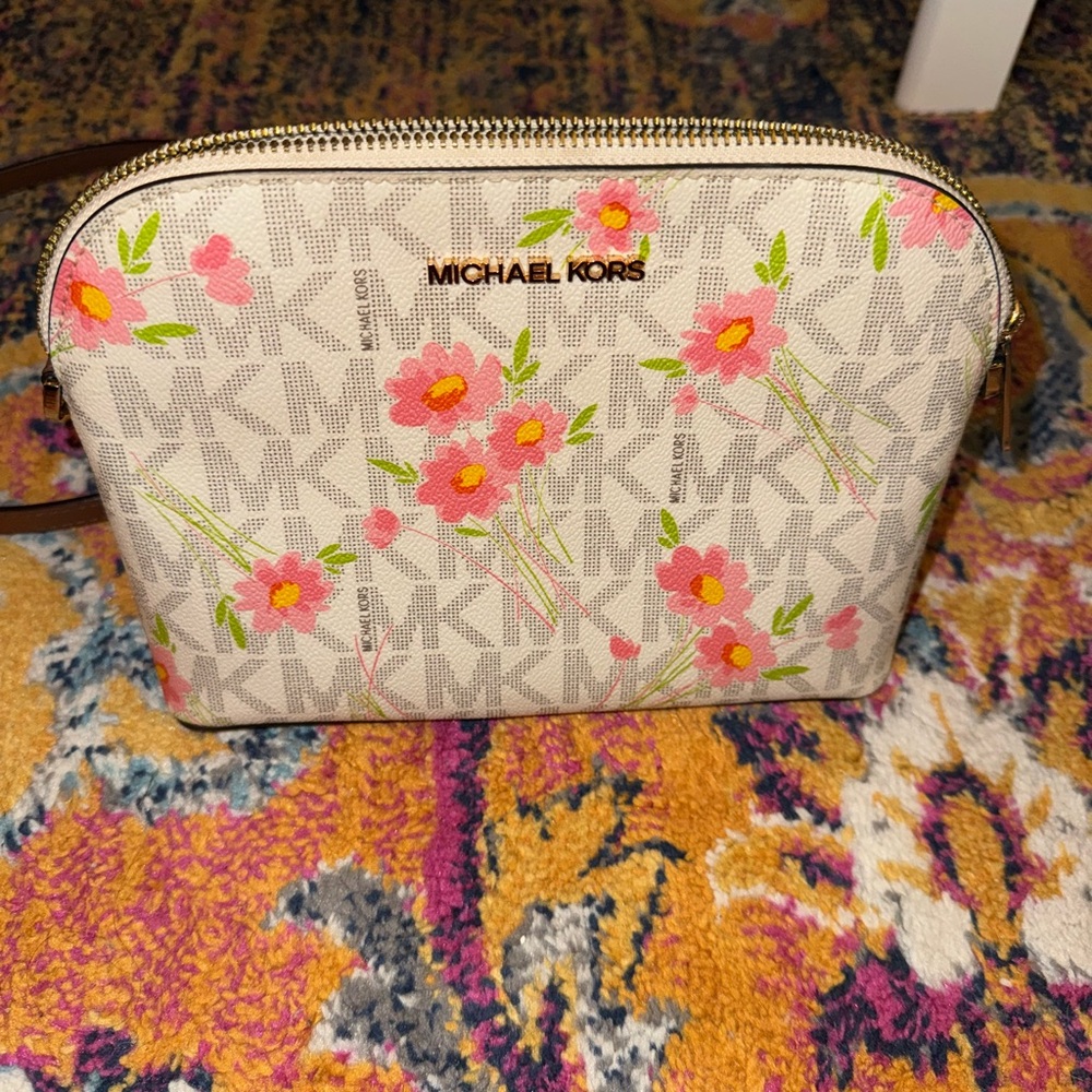 Michael Kors Beige Floral Crossbody Bag